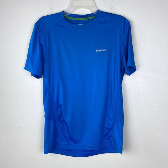 Marmot Blue Short Sleeve Workout‎ Shirt Performance Shirt Men's Size Small - Picture 1 of 6
